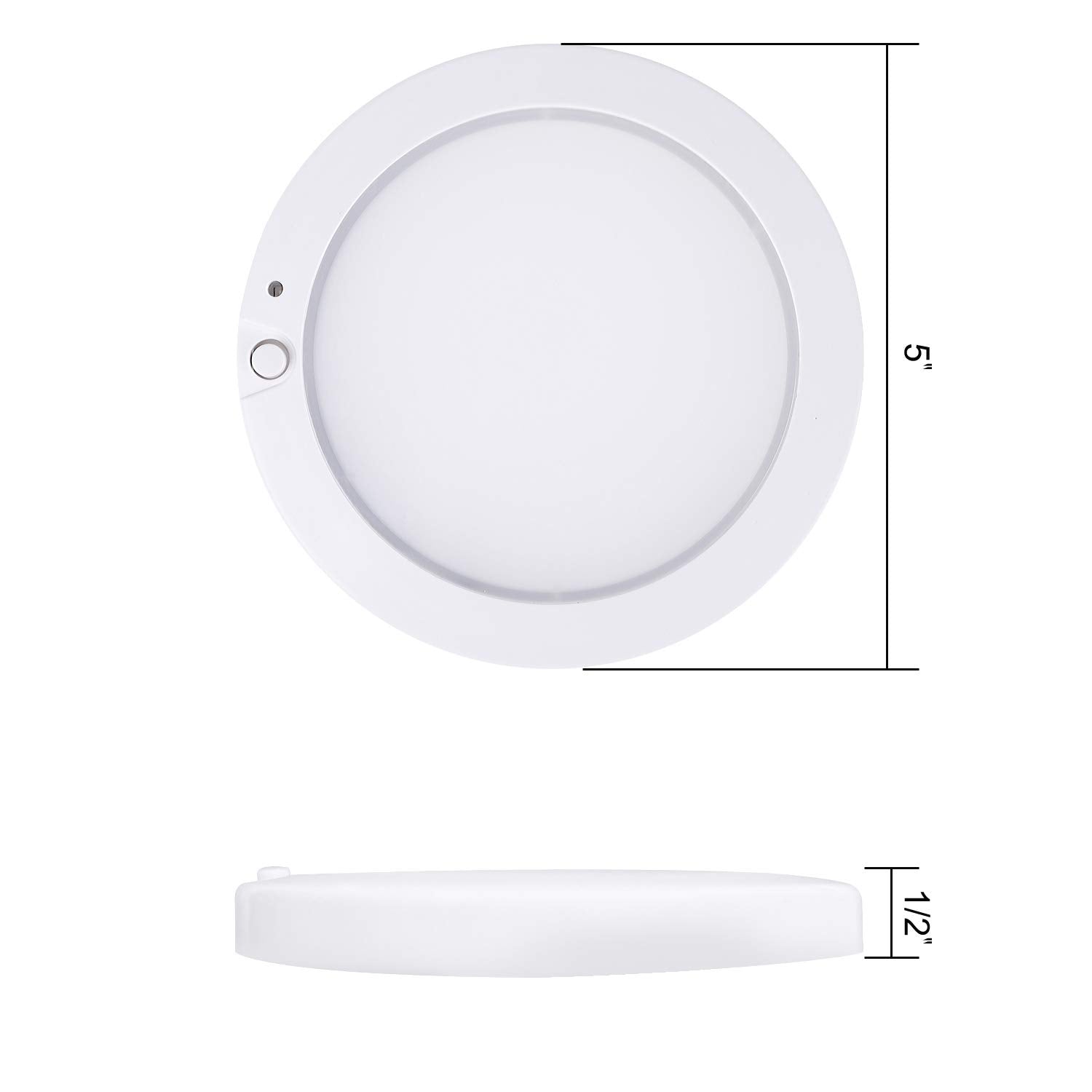 Facon LED RV Panel Light, 5-Inch Surface Mount, 12V DC with On/Off Switch, 3400K Warm White, Aluminum Base, Model f88e6031-