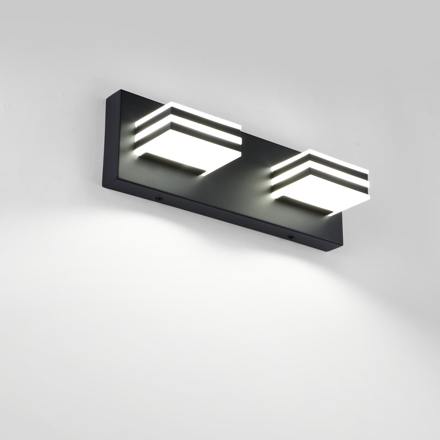 Black Led Vanity Light Fixtures 12W Bath Wall Lighs Over Sink 2 Light Bathroom Mirror Lighting 14 Inch Vanity Sconces Modern Res
