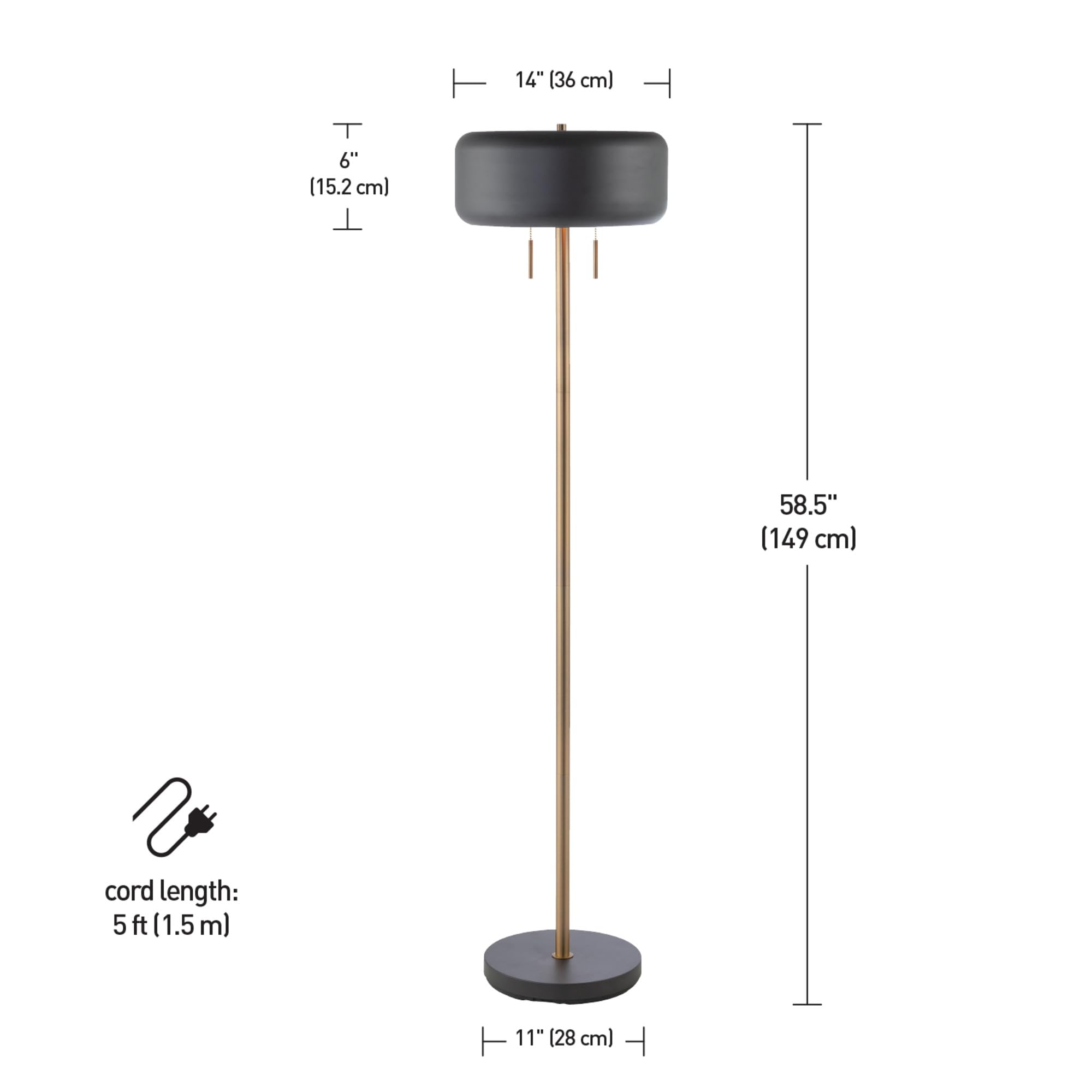 Globe Electric Floor Lamp, Metal Construction, Dark Gray, Model 67346, Stylish Design For Modern Spaces