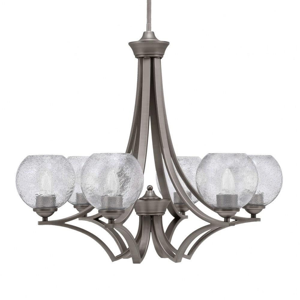 Toltec Lighting 566-GP-4102 Zilo - 6 Light Uplight Chandelier-23 Inches Tall and 26.5 Inches Wide, Finish Color: Graphite, Glass Color: Smoke Bubble