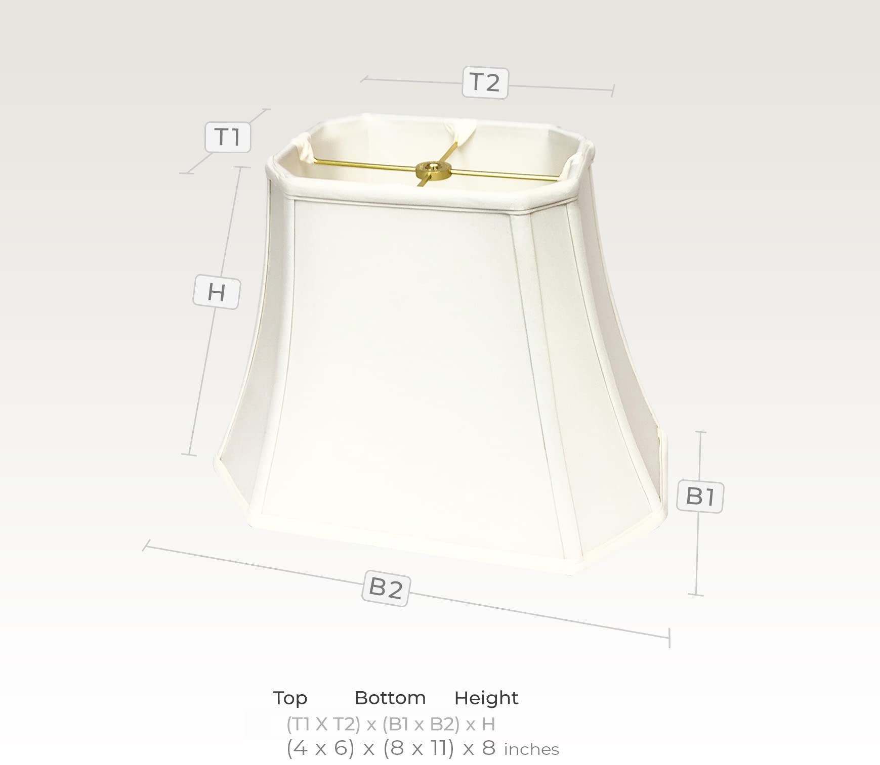 Royal Designs Rectangle Cut Corner Lamp Shade, DBS-710-11WH, 6x11x8, White, Silk Material