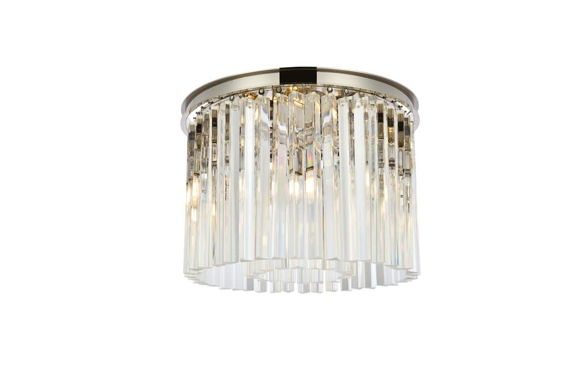 Elegant Lighting Sydney Collection 6-Light Flush Mount with Royal Cut Crystals, 6 Polished Nickel Finish