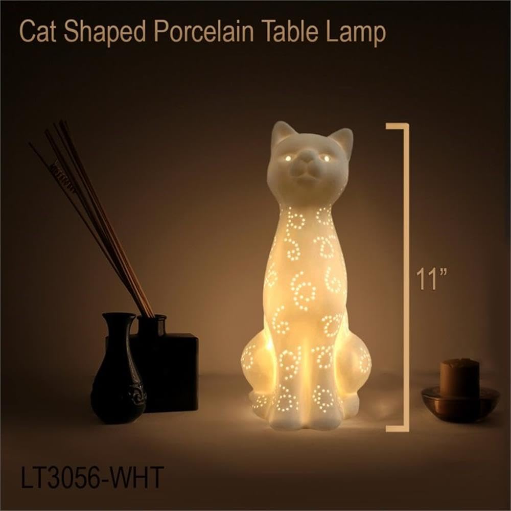 All The Rages Simple Designs Porcelain Table Lamp Kitty Cat