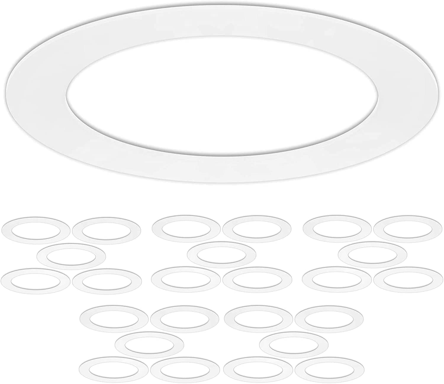 25 Pack Gloss White Goof Trim Ring For 6&quot; Inch Recessed Can Lighting Down Light, Outer Diameter 8 Inches