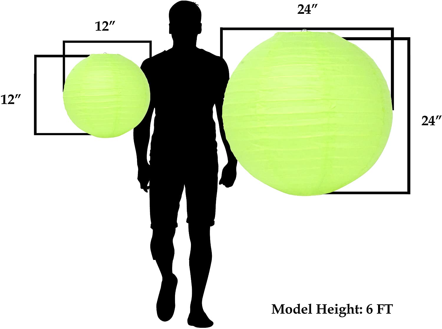 Mudra Crafts Lime Green Paper Lanterns Wedding Party Decorations - 12 In 10 Round Japanese Chinese Lanterns Decorative Hanging C