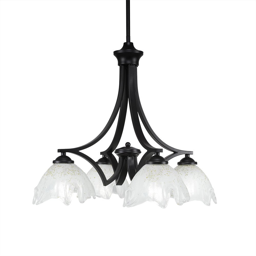 Toltec Lighting 568-MB-755 Zilo 4 Light Chandelier with Gold Ice Glass, 7&quot;, 18.75&quot; x 18.75&quot; x 18.75&quot;, Matte Black