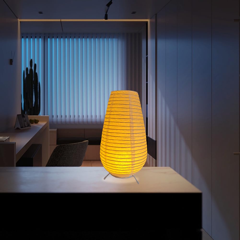 Fosinz Battery Operated Lamp Bedside Table Lamp Paper And Chrome Standing Lamp Room Decoration Festival Lantern Light Nightstand