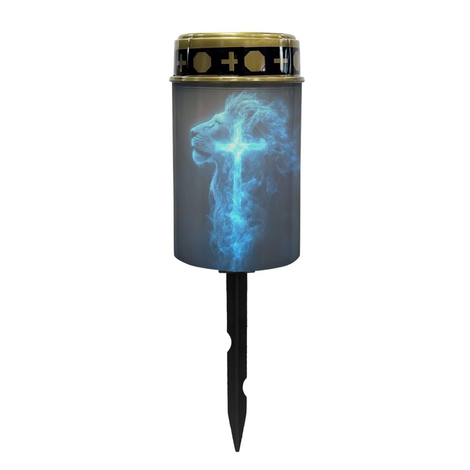 Psesaysky Solar Cemetery Grave Decorations Lion Cross Garden Solar Lights Landscape Lighting Patio Accessories Memorial Lights D