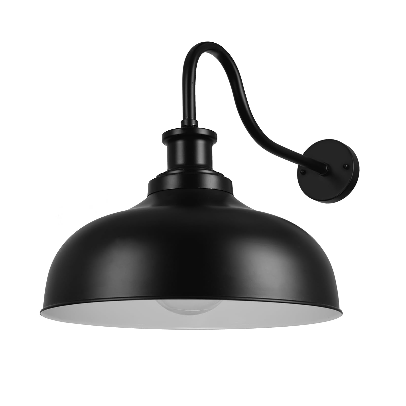 Diyel Outdoor Barn Light 16 Inch Dome Outdoor Wall Sconce Farmhouse Exterior Wall Mount Light Vintage Wall Lighting Fixture Industrial Black Wall Lantern For Porch  Entryway  Garage  1 Pack