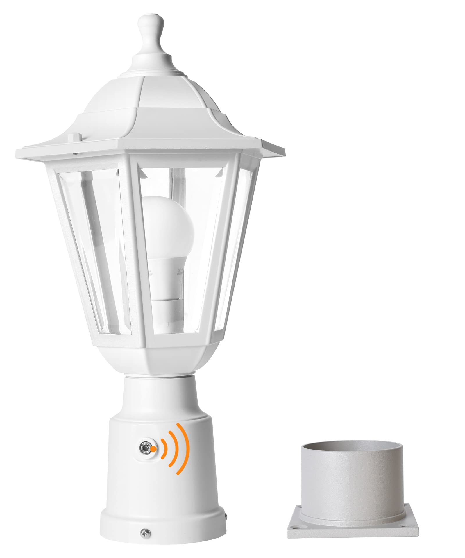 FUDESY Dusk to Dawn Outdoor Post Light, Waterproof Plastic Lantern, White