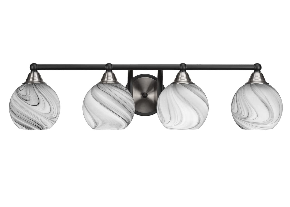 Toltec Lighting Paramount 4 Light Bath Bar In Matte Black & Brushed Nickel (3424-Mbbn-4109)