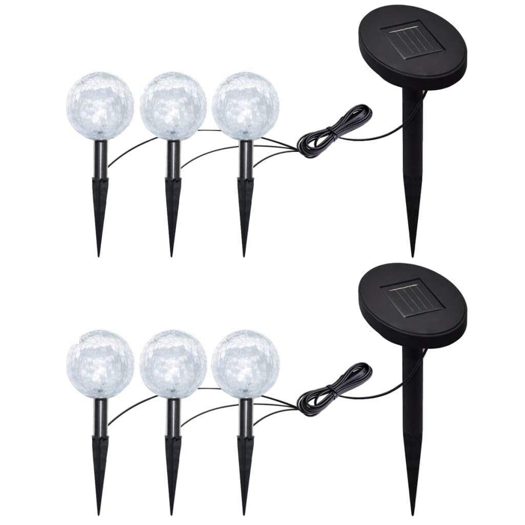Vidaxl 6-Piece Solar Garden Lights Set With Led, Spike Anchors & Solar Panels - Environmentally-Friendly, Durable Glass Lights For Gardens, Patios, & Pathways
