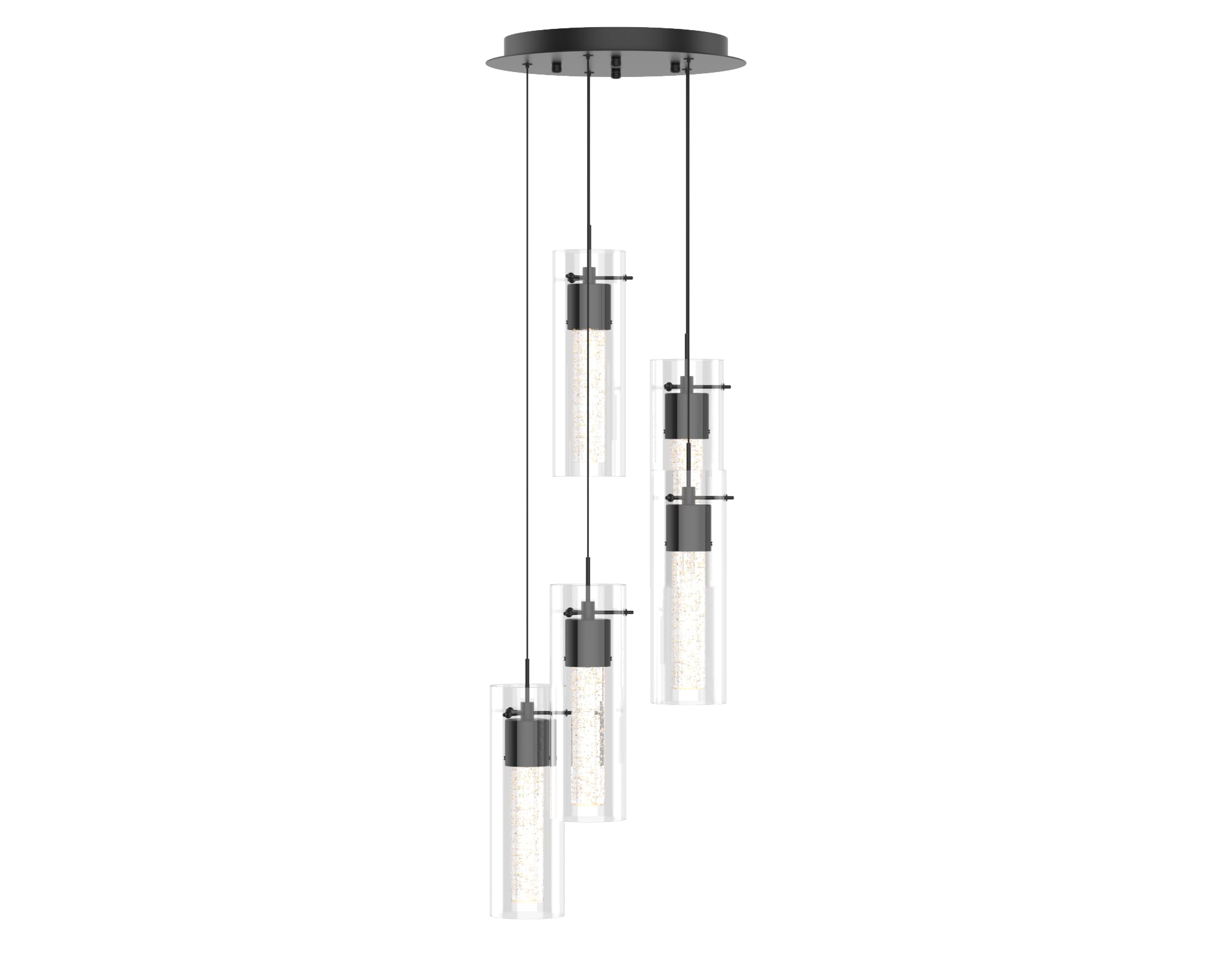 Tawson Alice 5-Light Chandelier Pendant Ceiling Light, Integrated Led and Bubble Glass, for Kitchen Island, Hallway, Entryway, P