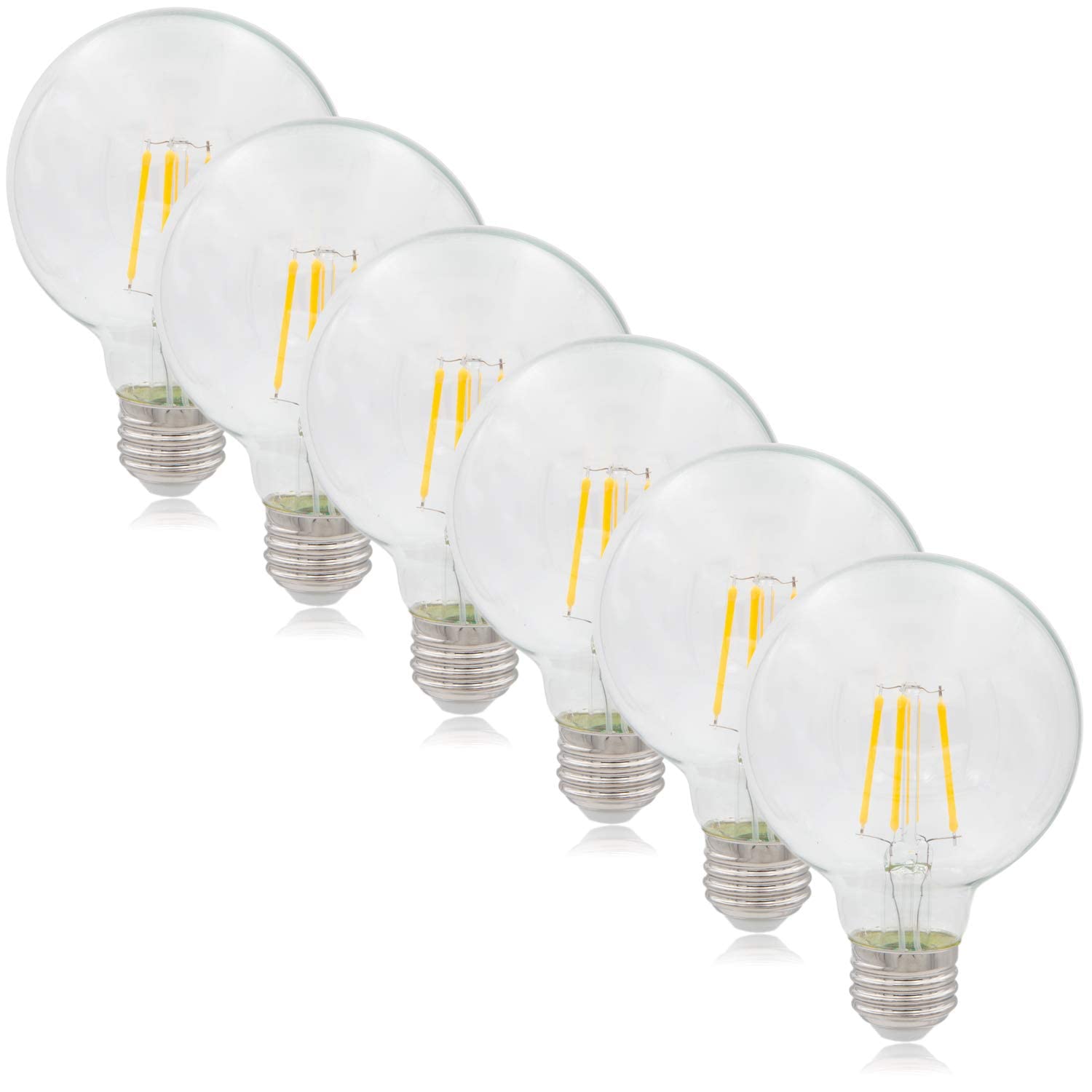 Maxxima G25 Led Light Bulb Globe Filament Bulb - 40 Watt Equal, 500 Lumens 2700K Warm White, E26 Standard Edison Vanity Bulb, Great For Kitchen, Living Room, And Bathroom, Non-Dimmable, 120V - 6 Pack