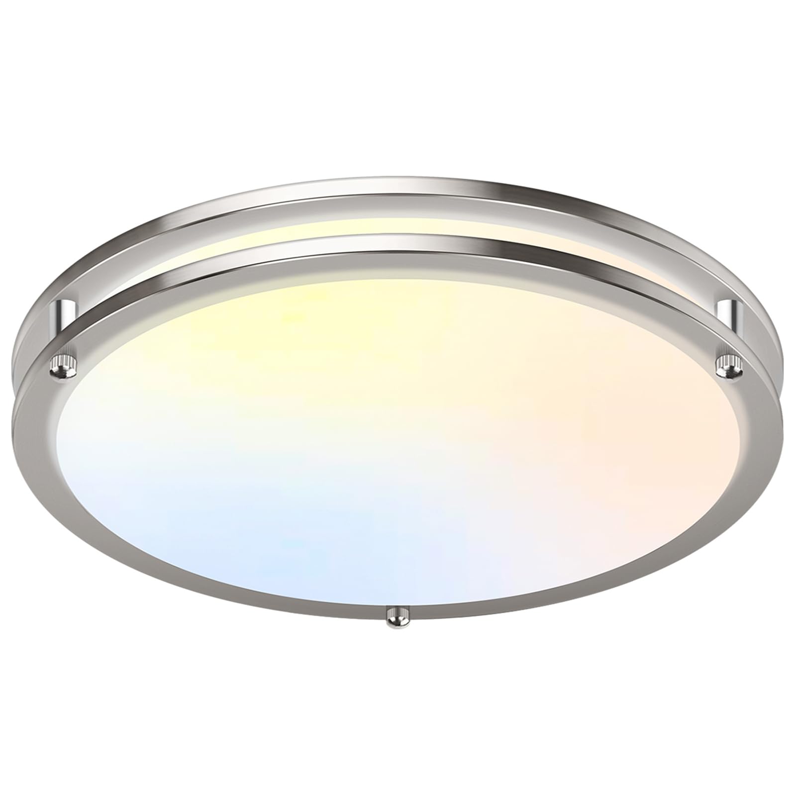 GoBright 18IN LED Flush Mount Ceiling Light, 50W, 5600lm Dimmable, 2700K-6500K, Brushed Nickel, Model 63242008
