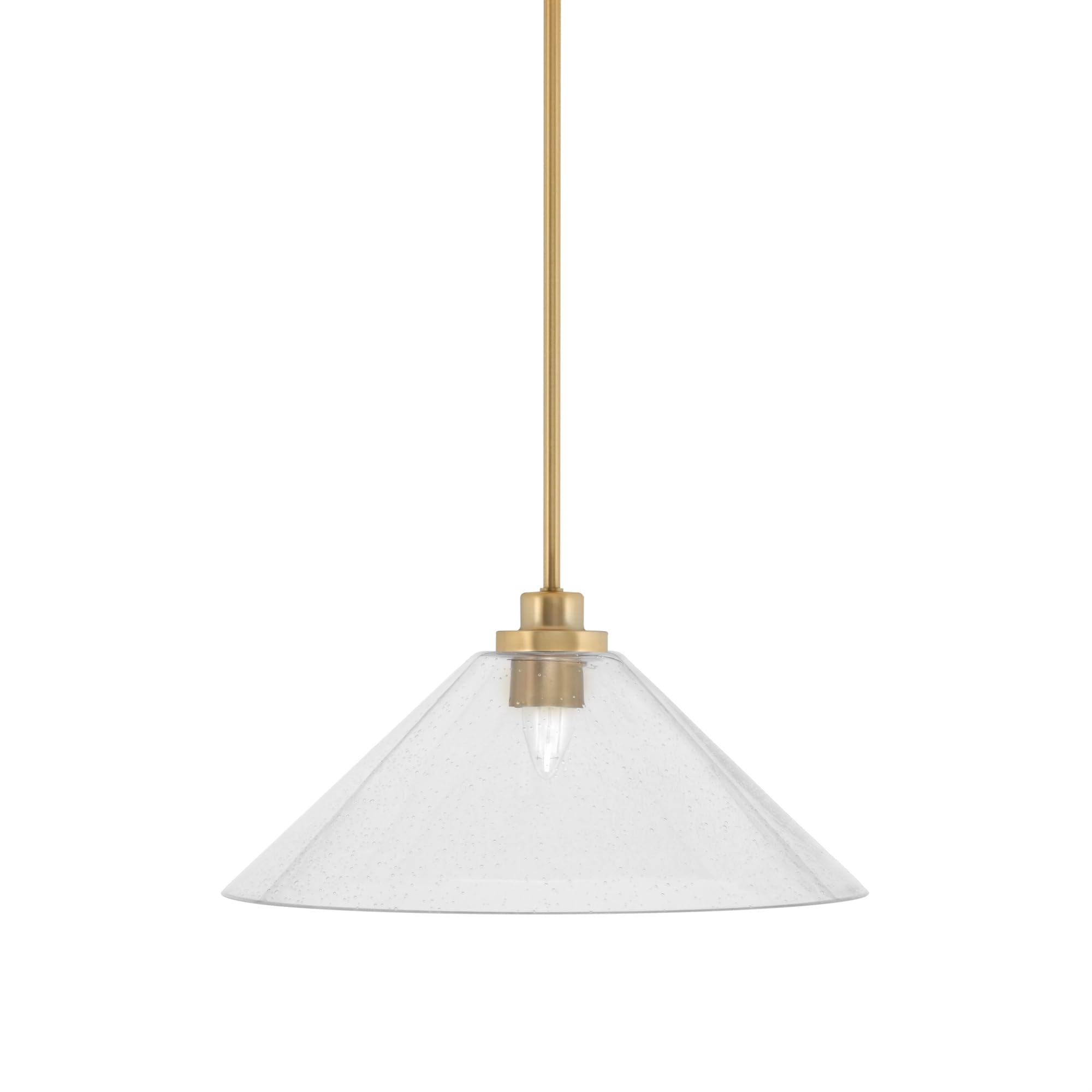 Toltec Lighting Odyssey Mini Pendant - New Age Brass Finish, 16in Clear Bubble Glass
