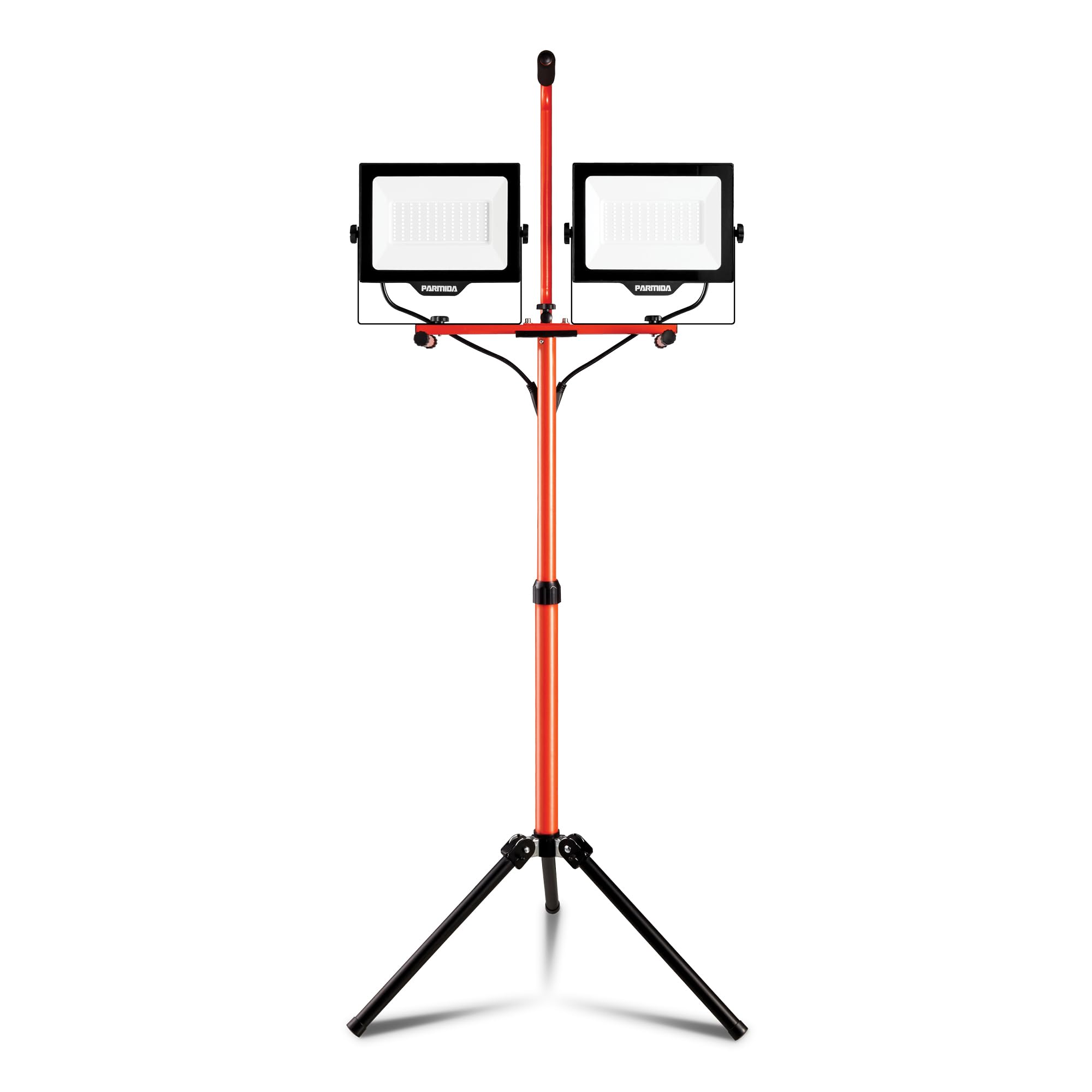 PARMIDA LED Dual-Head Work Light, 6ft Adjustable Tripod Stand, 20,000 Lumen, 200W, UL Approved Power Cord, Durable Aluminum Body