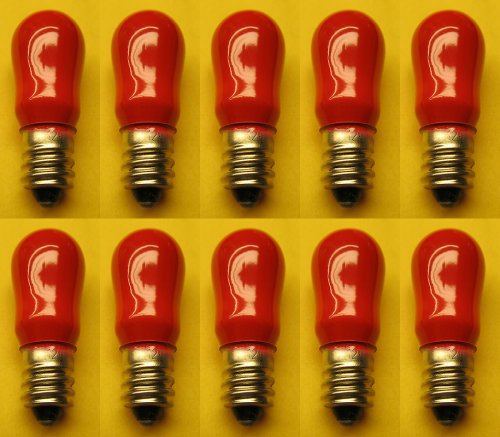 CEC Industries S-6 Red Bulbs, 120V, 6W, E12 Base, Model 6S6CR, Box of 10