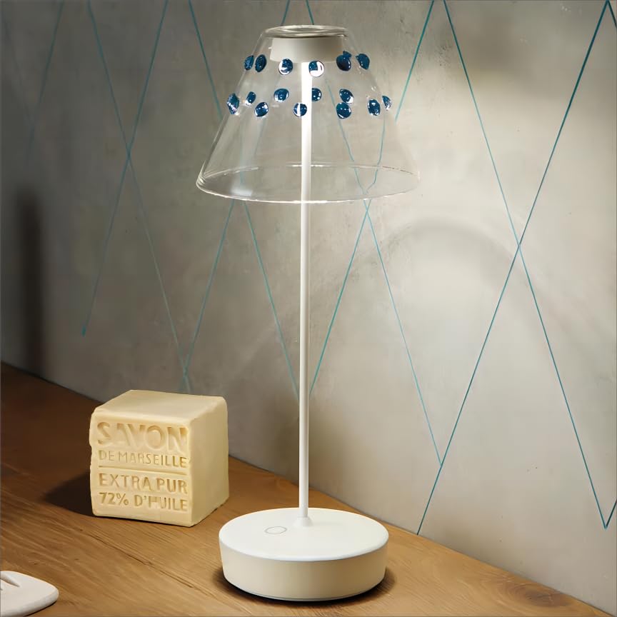 Sikevht Cordless LED Table Lamp - Rechargeable, 3 Color Dimmable, Metal, 2Pack White, Model X10