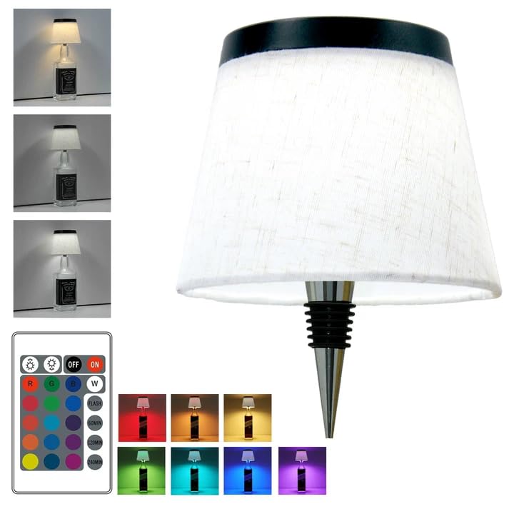 SOUDFK Wireless Bottle Lamp Small Bedside Table Lamp RGB LED Bottle Light with Remote Dimmable(RGB White Black  1pc)