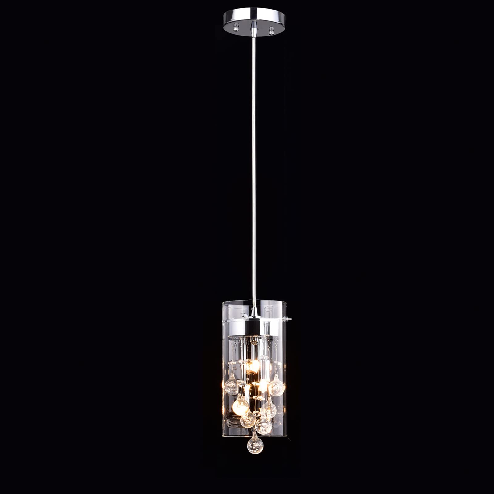 AXILAND G9 Pendant Light Fixtures Dimmable Adjustable Brush Nickel Clear Crystal for Kitchen Dining Room Model 00WBS605-1