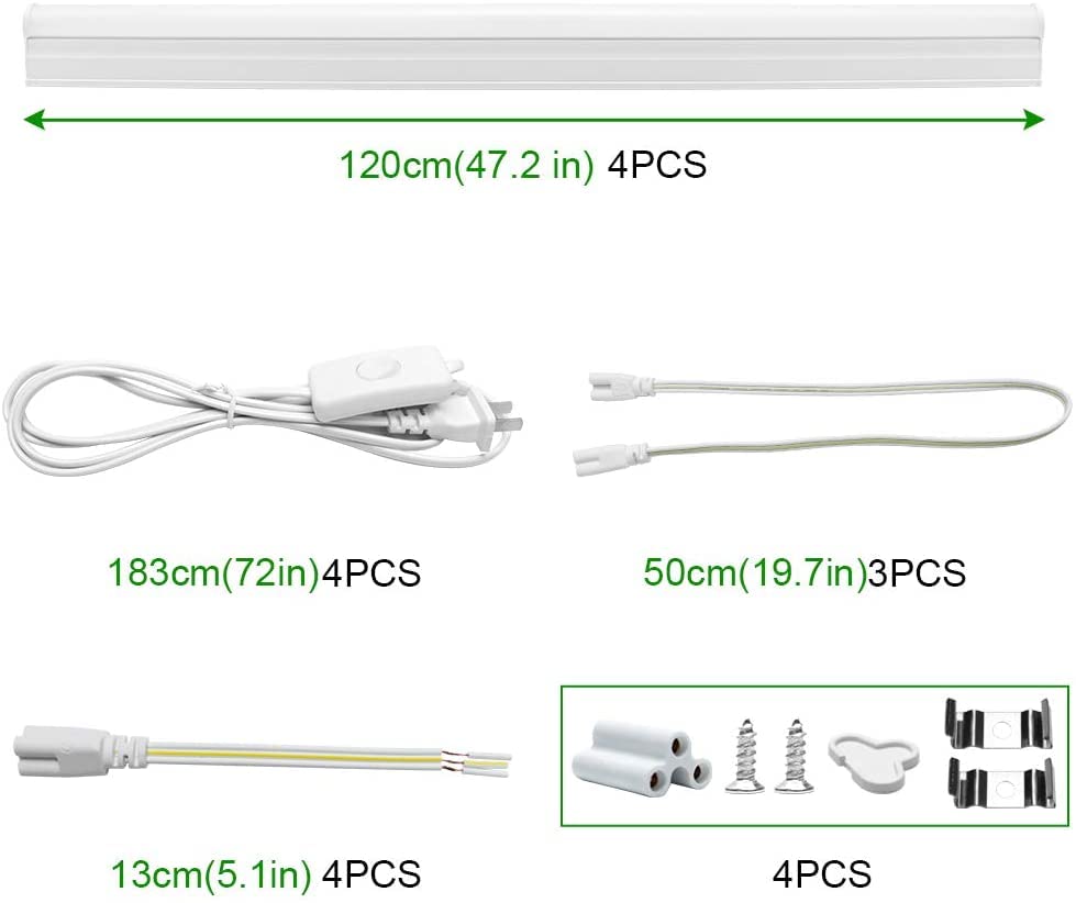 Lightingwill T5 Integrated Fixture 4Ft, Daylight White 6000-6500K, 20W, Linkable Led Shop Light, Led Ceiling And Under Cabinet L