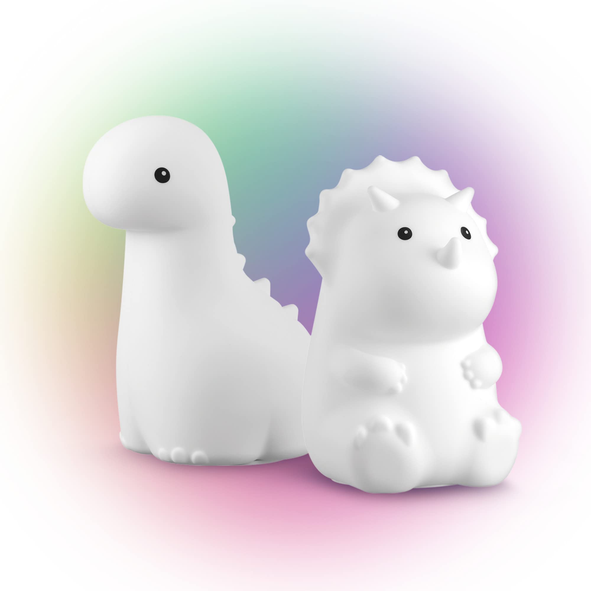 Globe Electric 13360 Dinosaur Night Light, Multicolor LED, Rechargeable Silicone Table Lamp, White