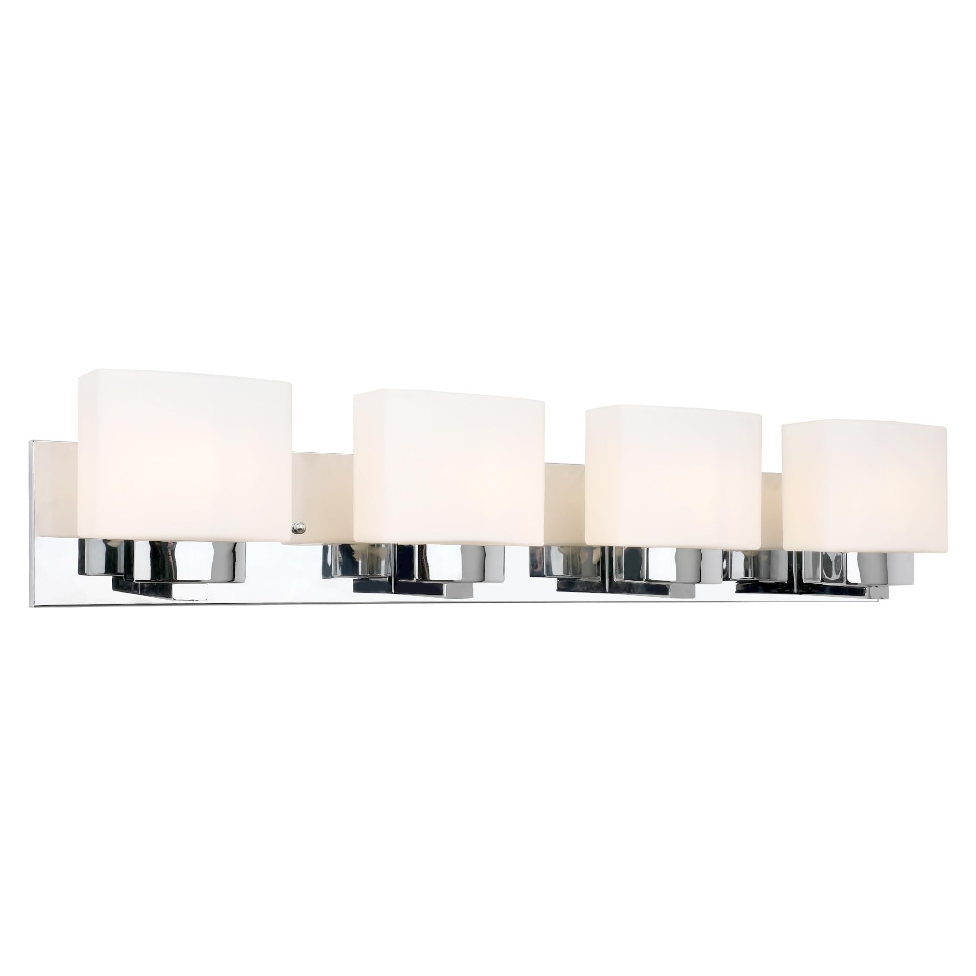 Design House 4-Light Bathroom Vanity Light Fixtures, Dimmable, Frosted Glass, Polished Chrome, Model 589671