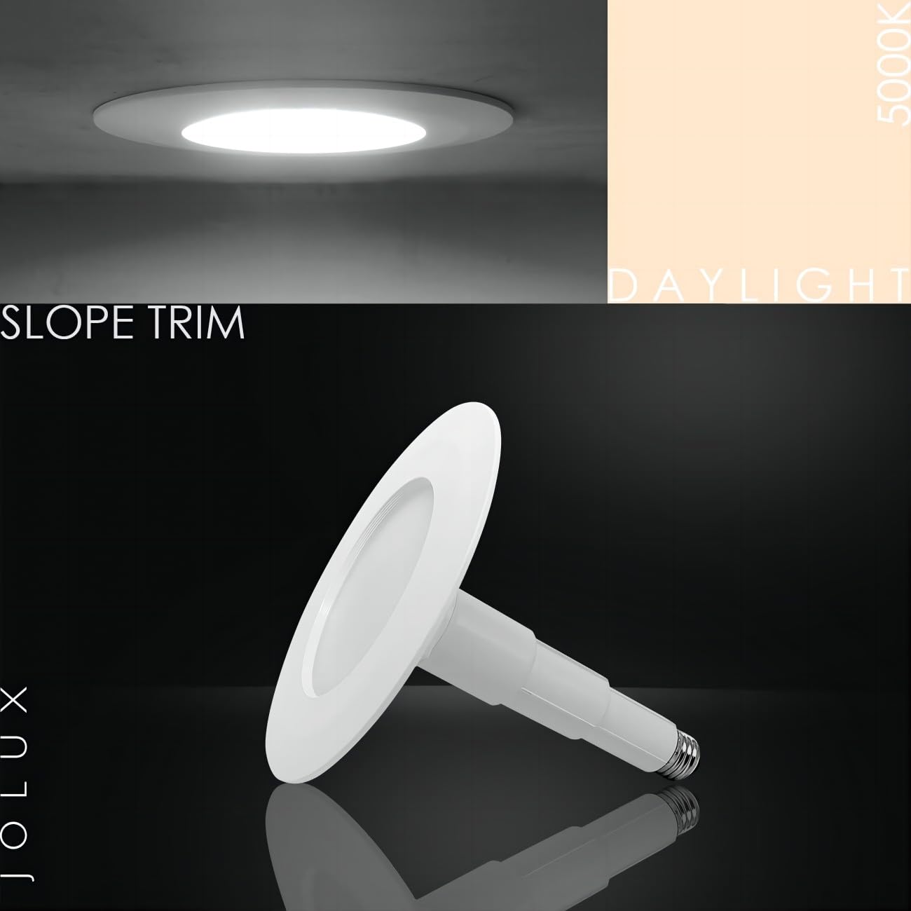 Jolux 4-Pack 5/6" LED Can Lights, 12W=60W, 5000K Daylight, Dimmable, ETL Damp Rated, Model RN675