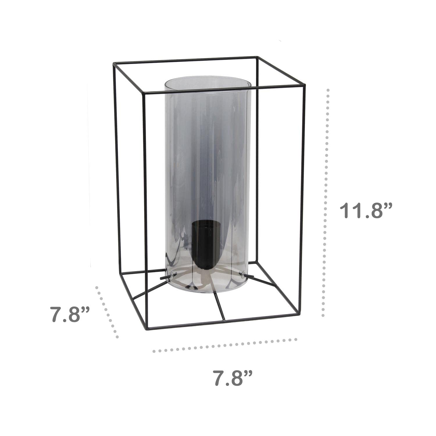 Lalia Home Contemporary Black Framed Table Lamp With Smoked Cylinder Glass Shade - Large