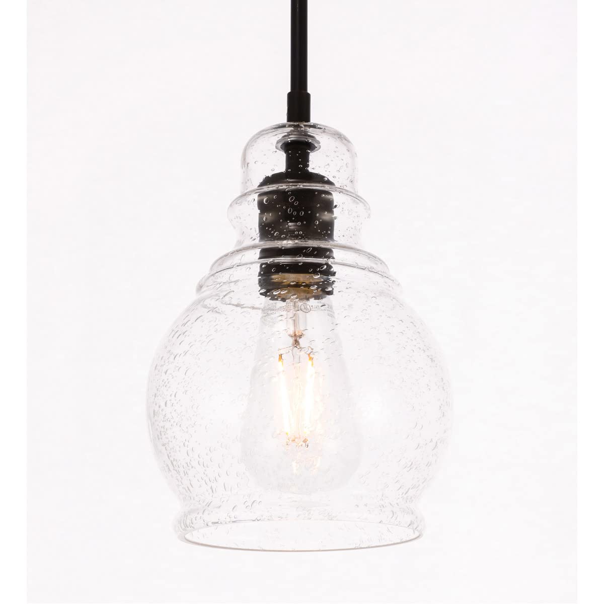 Living District Pierce 1-Light Mid-Century Metal Pendant In Black And Clear