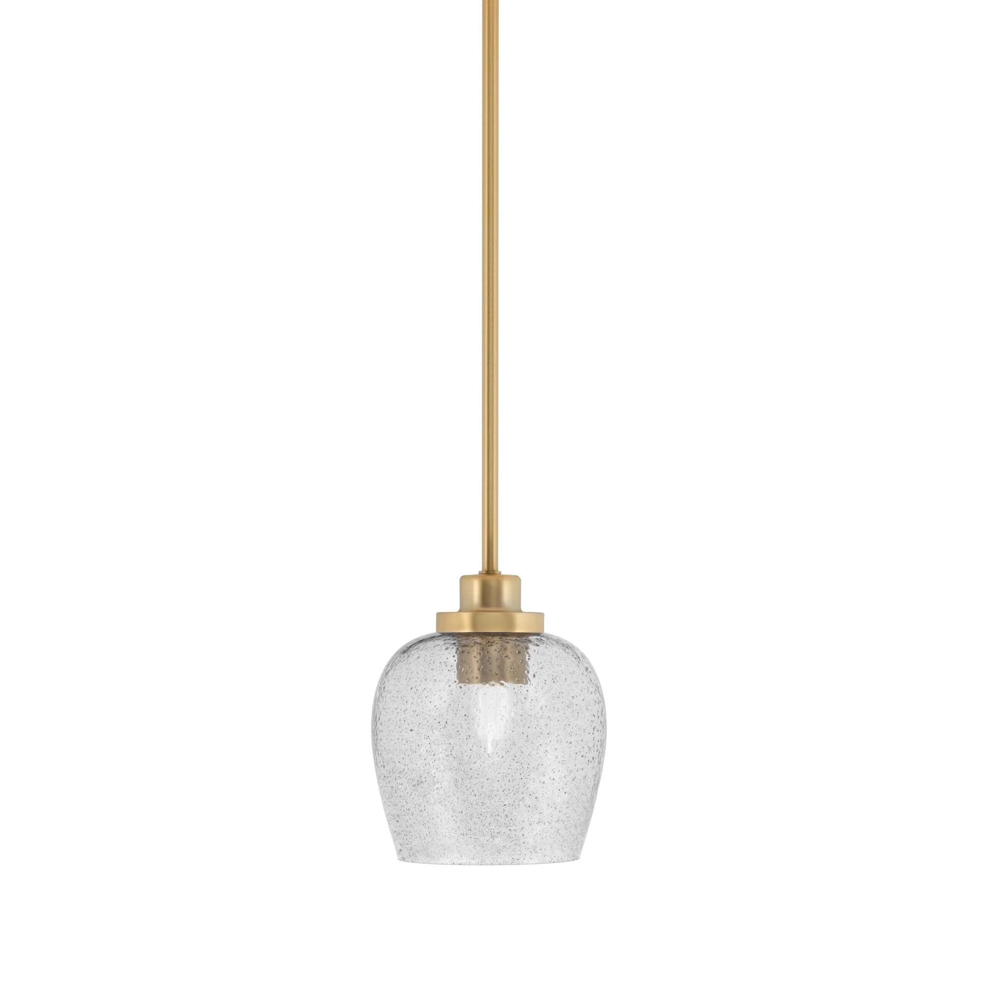 Toltec Lighting Odyssey Mini Pendant - New Age Brass Finish, 6in Smoke Bubble Glass