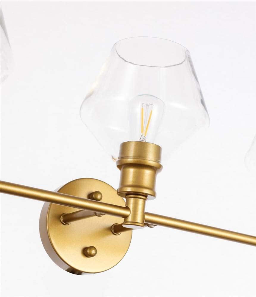 Living District Indoor Modern Home Decorative Bright Ceiling Gene 5 Light Brass and Clear Glass Wall Sconce