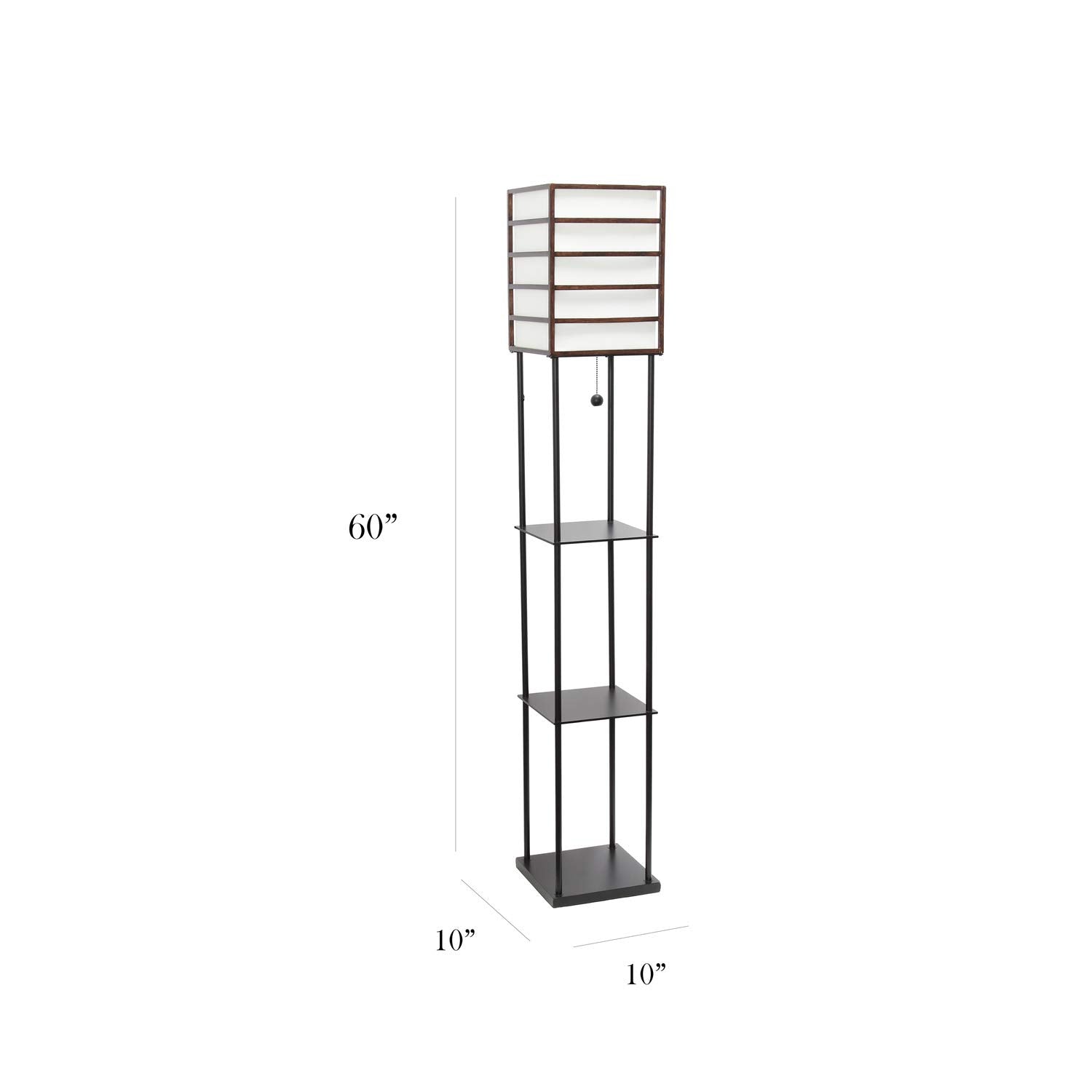Simple Designs LF1022-DWD Metal Etagere Floor Lamp, Dark Wood, 1 Light