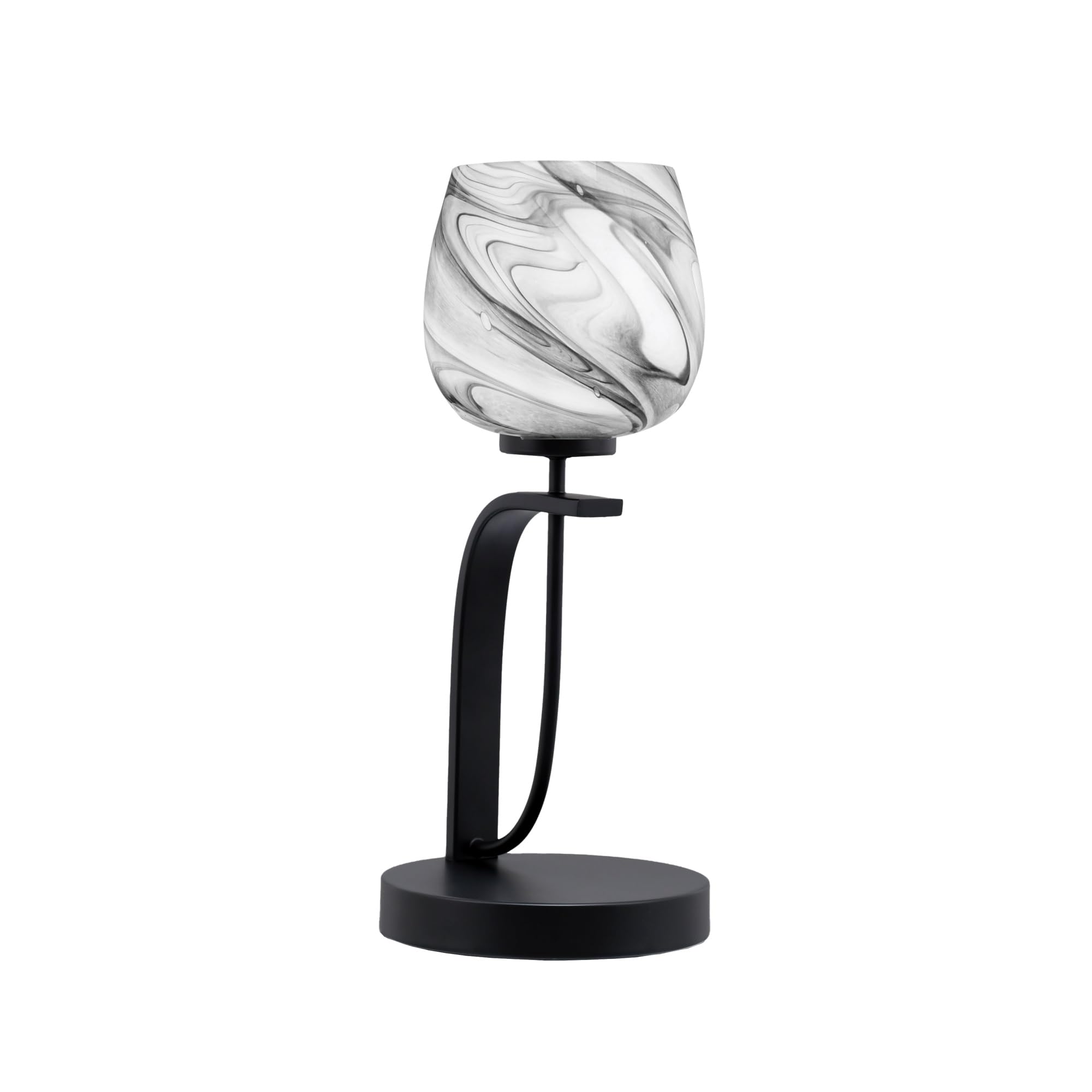 Cavella 1 Light Accent Lamp Shown in Matte Black Finish with 6" Onyx Swirl Glass