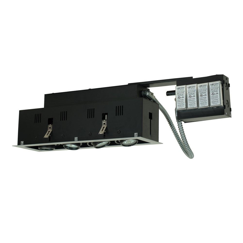 Jesco Lighting Modulinear Directional Lighting 50W MR16 4-Light, Black Interior/White Trim, Model MGR1650-4EWB, 120V