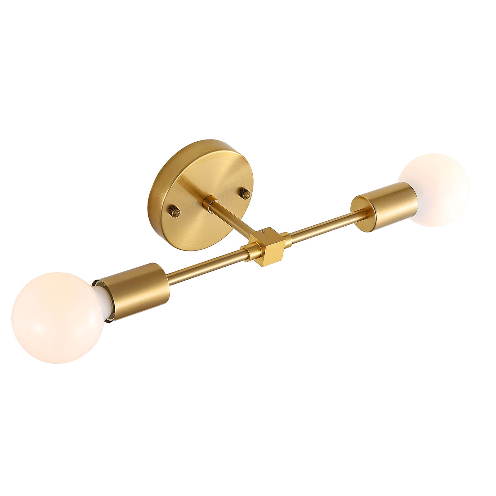 BAODEN Brushed Brass Wall Sconce 2 Lights Bathroom Vanity Modern Industrial Wall Lamp Wall Mount Lighting Fixture(Gold Color)