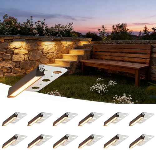 JESLED 12 Pack 7" LED Retaining Wall Lights, 5W Low Voltage Hardscape Lighting, 2700K Warm White, Waterproof, Model QX001