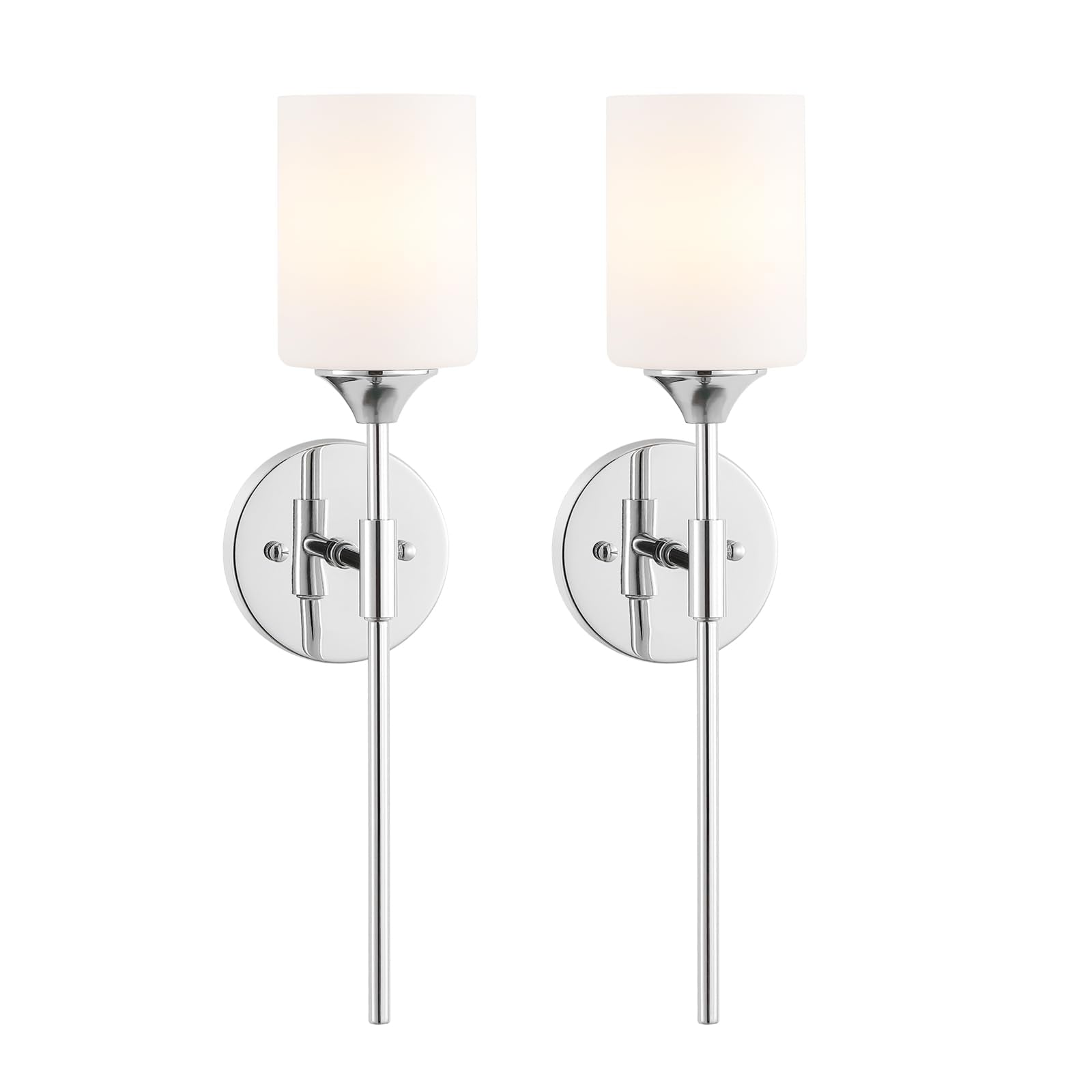 Byoliima Modern Wall Sconce Set Of 2 White Cylinder Glass Shades Mid Century Bathroom Vanity Wall Light Fixtures Industrial Wall