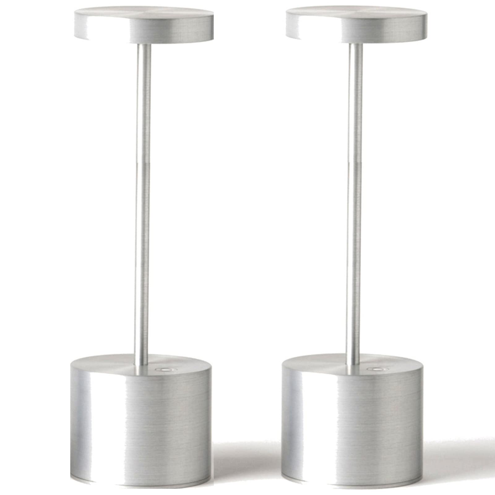 Sakringt 2 Pack Led Cordless Outdoor Table Lamp, Rechargeable With 40 Hours Usage, Silver