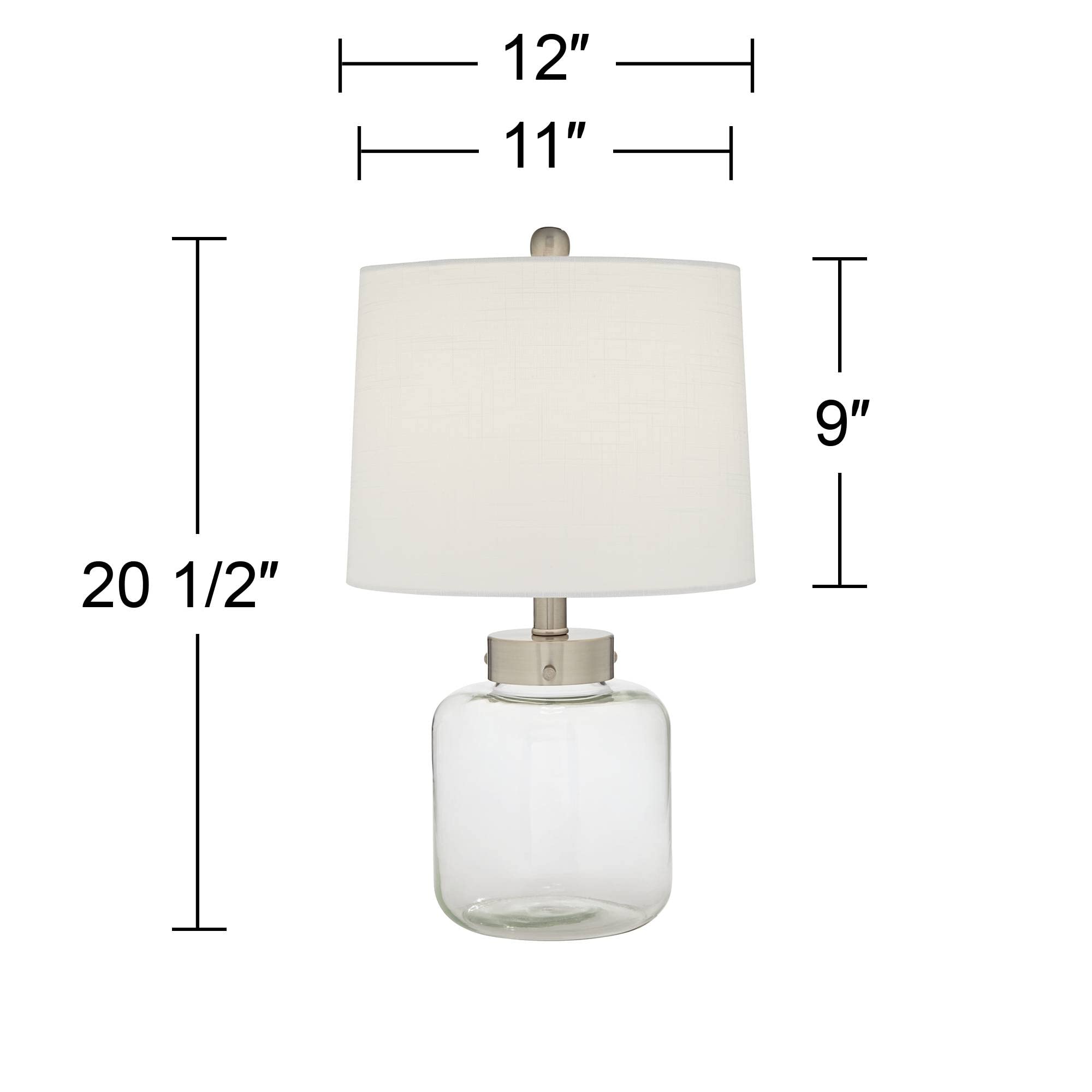 360 Lighting Coastal Accent Table Lamp, 20.5" Clear Glass, Off White Linen Shade, Model 3D618, Ideal for Living Room or Beach House