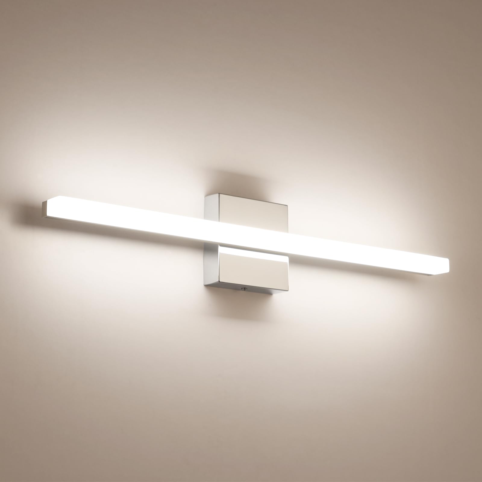 Combuh LED Bathroom Vanity Light Bar, 24Inch, 14W, IP44, Chrome, Bright White 4000K, Modern Indoor Wall Sconce