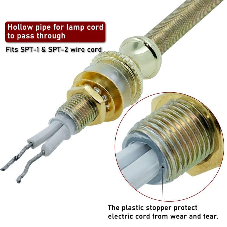 GooChan Lamp Repair Hardware Assortment, Gold Metal, Includes 12 Inch Rod Kit, Nipples, Coupling Connectors, Switch Knobs