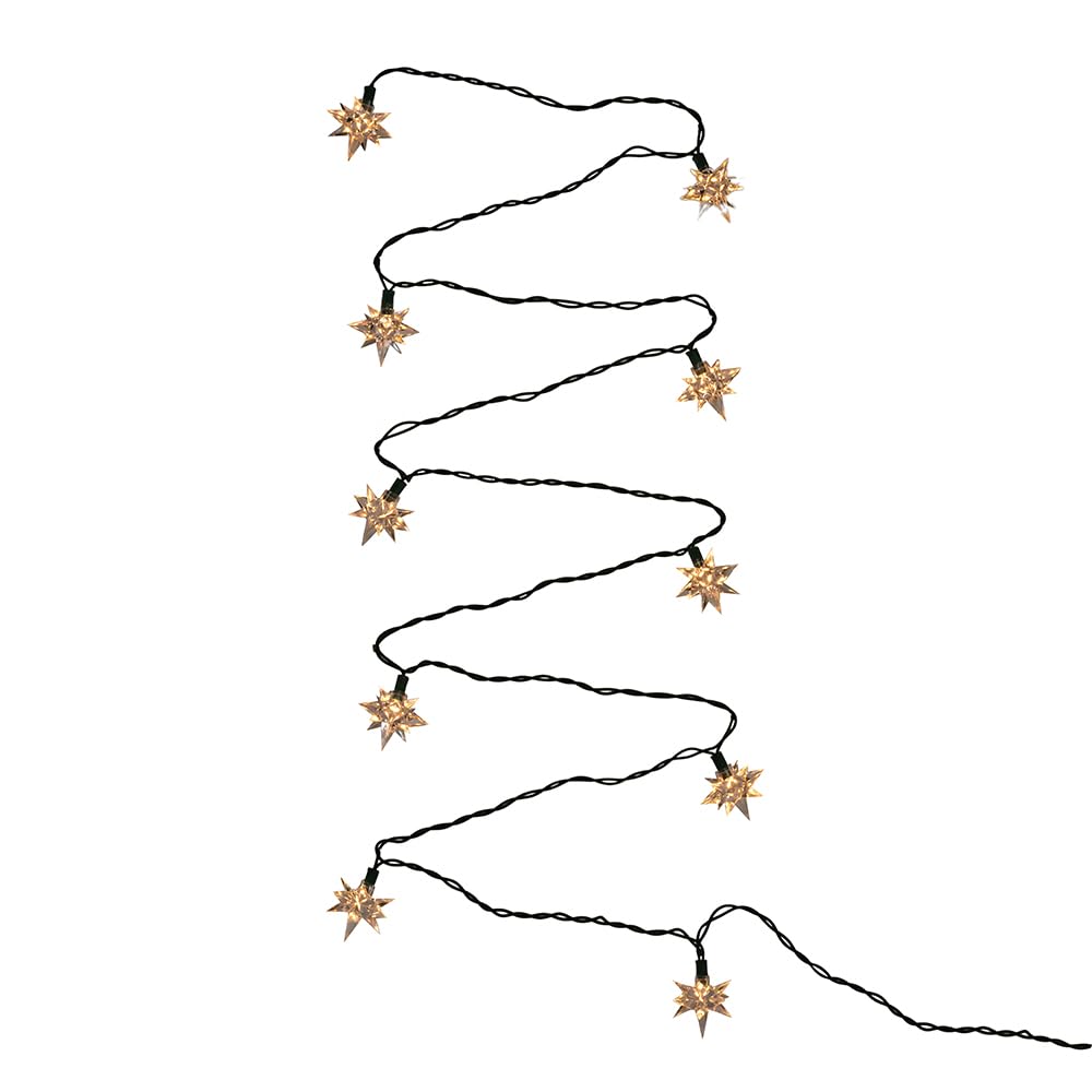 Kurt Adler 10-Light Diamond Star Light Set, Green/Clear