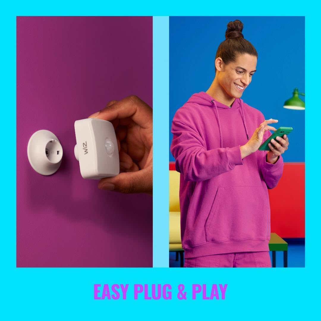 WiZ Indoor Motion Sensor - Connects to Your Wi-Fi- Works with WiZ Connected Products - Smart Motion Sensor - Batteries Included