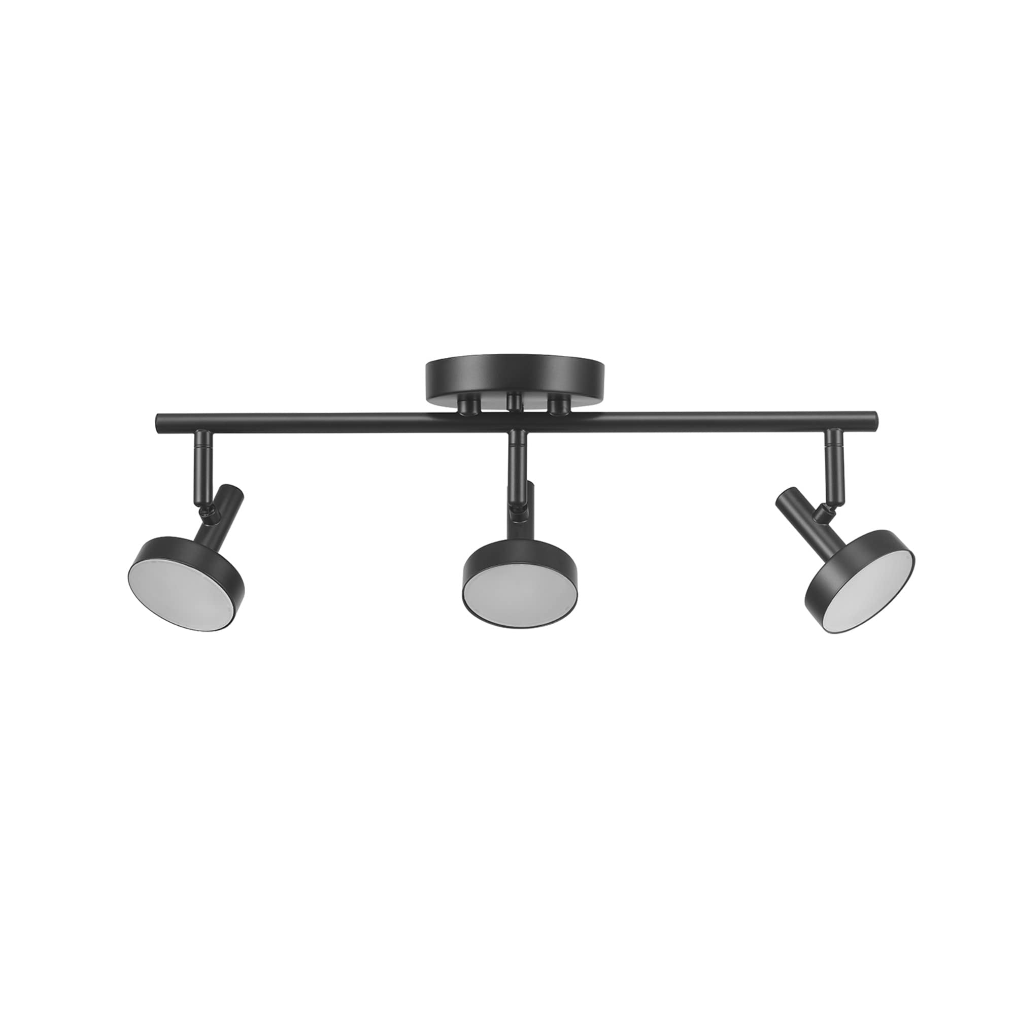 Globe Electric 64000007 19'' 3-Light 22.5W LED Integrated Track Lighting Kit, Matte Black, Dimmable, Pivoting Track Heads, Frost