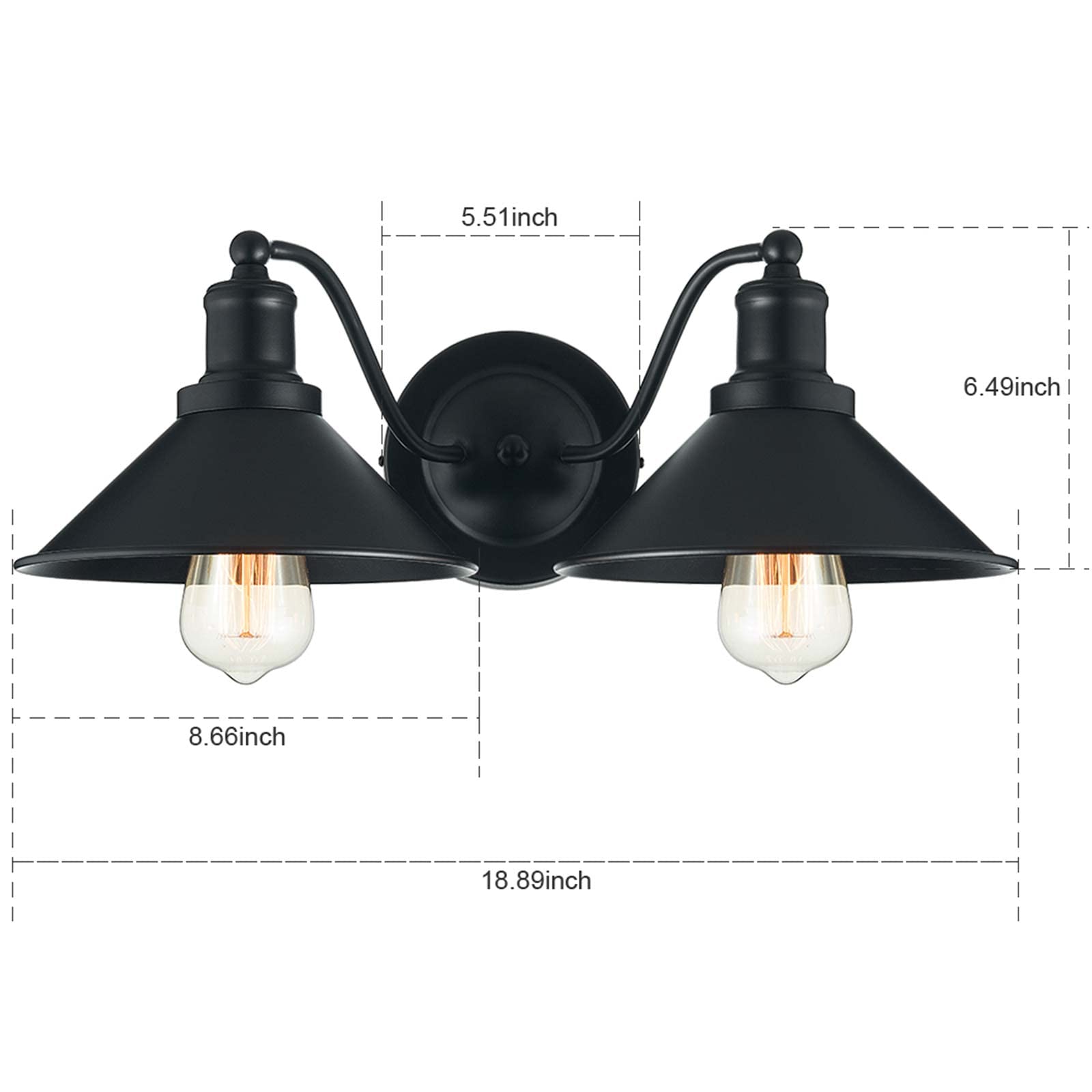 Ic Instant Coach 2-Light Bathroom Vanity Light Wall Sconce Industrial Kitchen Bathroom Farmhouse Wall Lighting Oil Rubbed Black Finish Rustic Wall Lamp