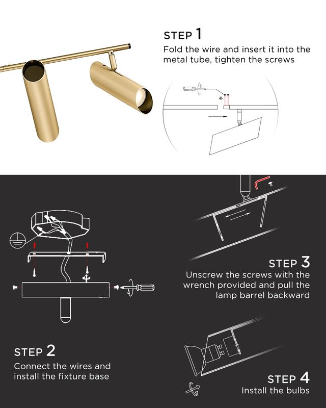 Femila 44 Adjustable Led Track Light - 4000K Gold Ceiling Track Lighting Fixture  350 Degree Rotatable | Modern Kitchen Track Lights | Versatile Led Track Lighting Kit  4Fs79Tl-5 Bg