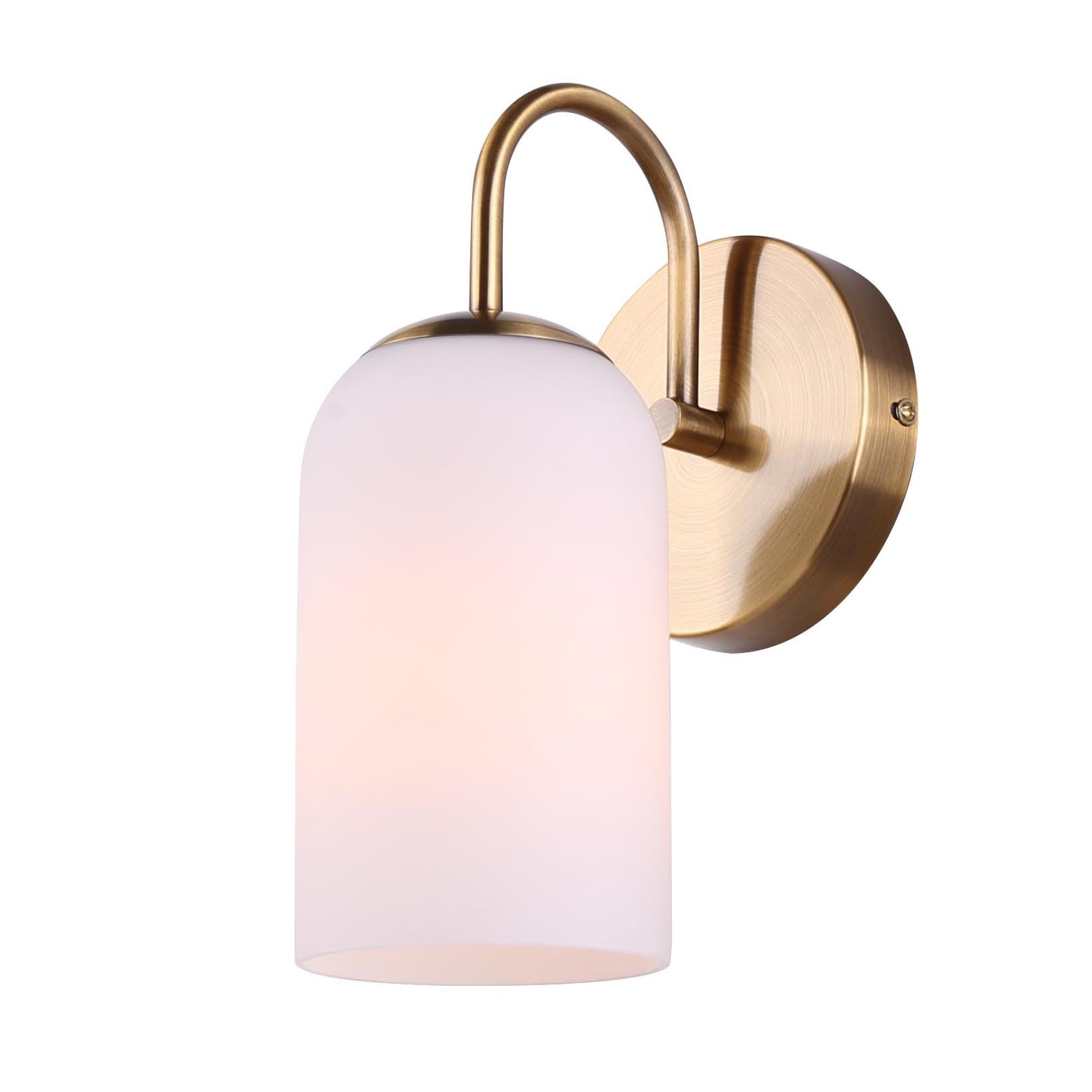 Canarm Novalee 1-Light Vanity Fixture, 5-Inch Gold Finish with Frosted Glass Shade, Easy Install Wall Lighting for Bathroom, Bed