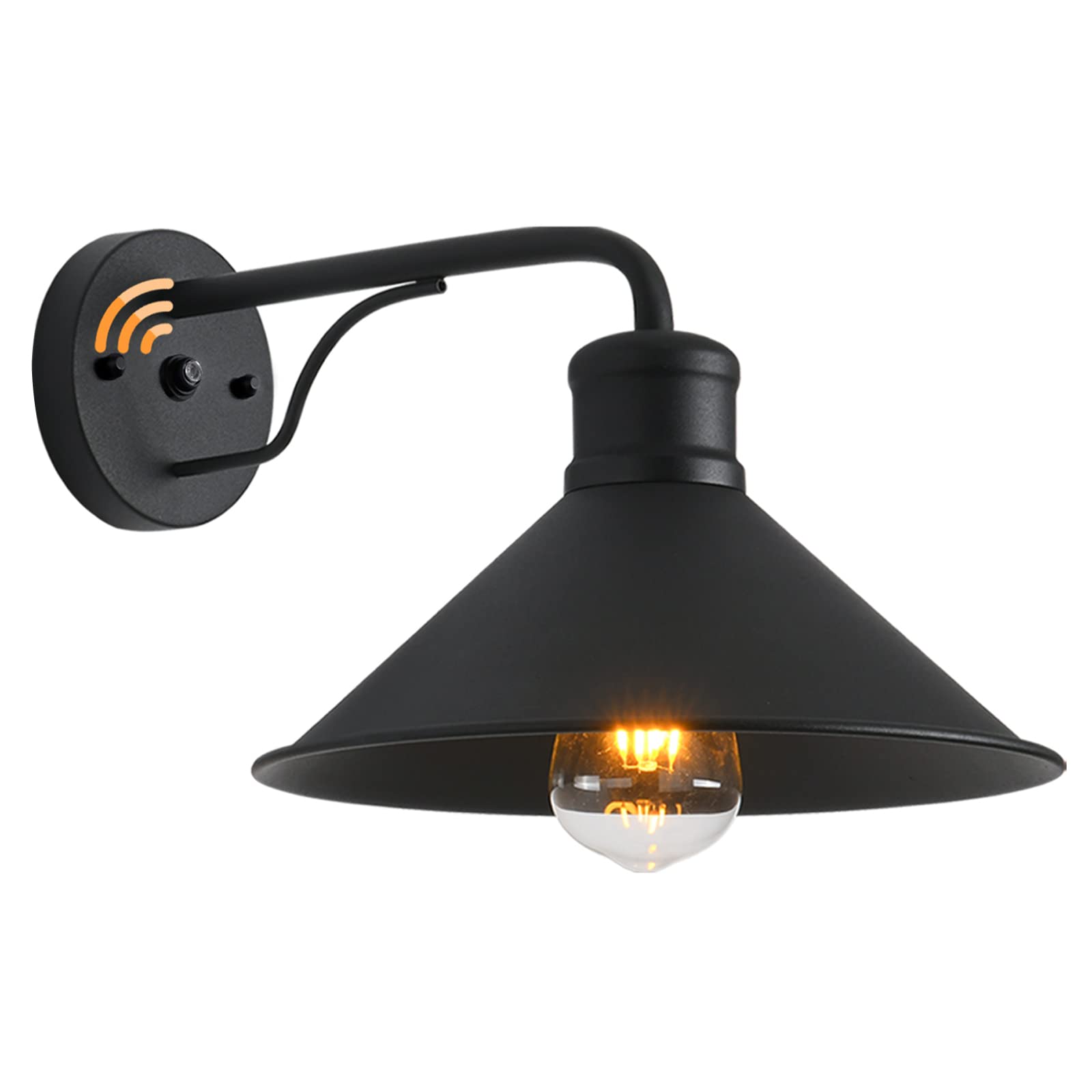 PTRWOROA Wall Sconce, Dusk to Dawn Sensor, Matte Black, Metal, 10.4 inches, Model 0201G, 1 Pack, Outdoor Lighting for Patio, Porch